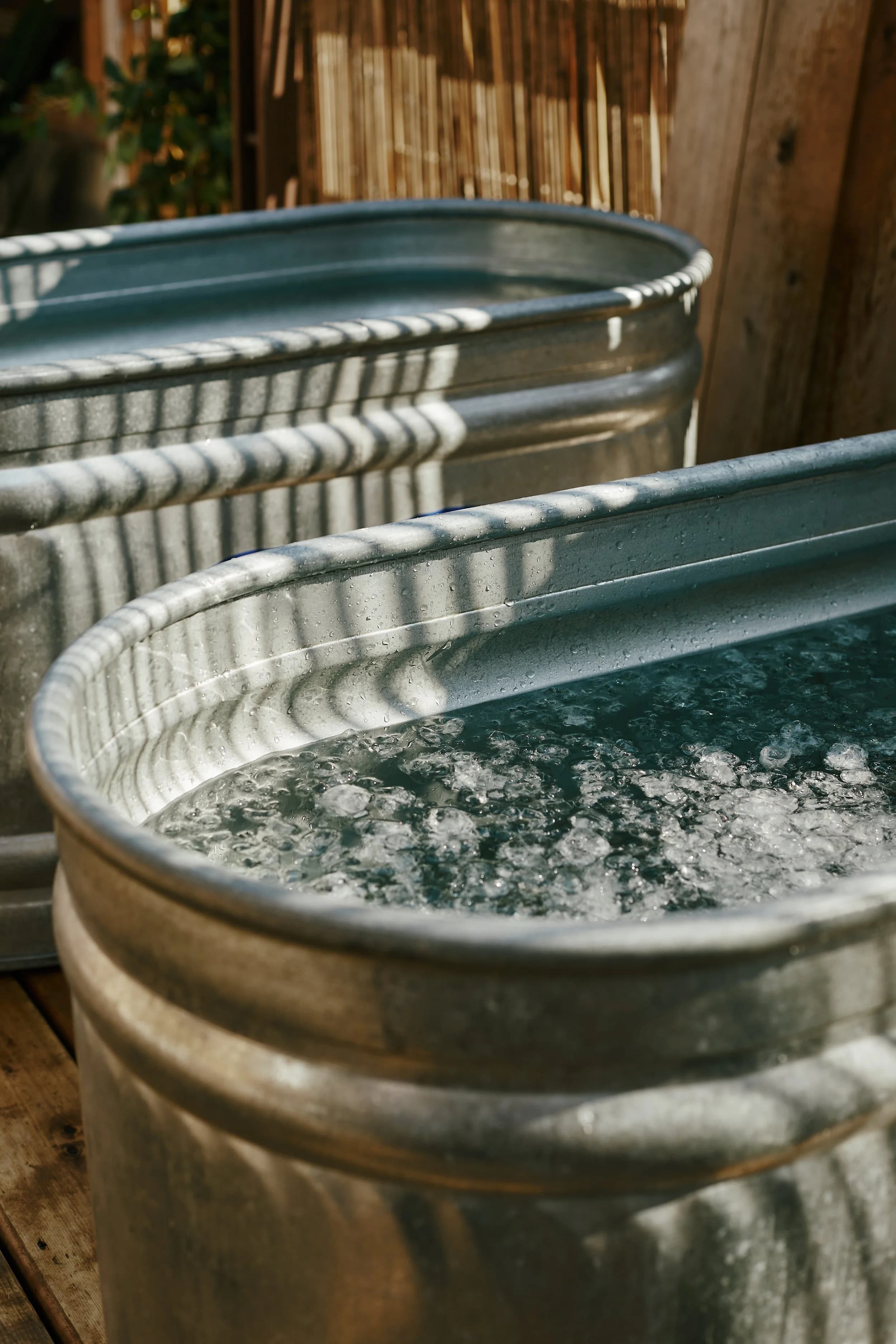 The Good Sauna galvanized steel cold plunge tubs with ice