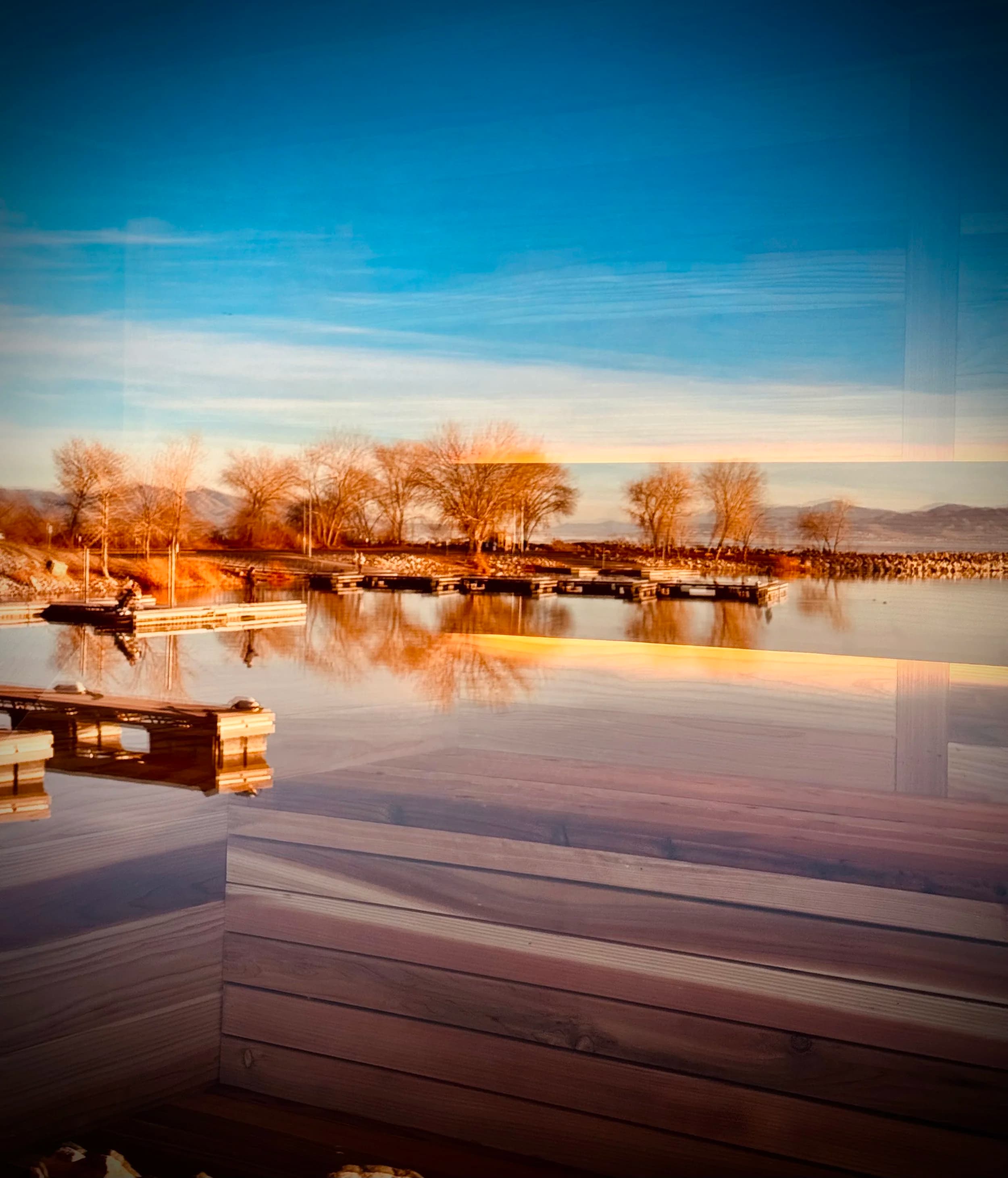 Utah Lake Sauna with mountain view