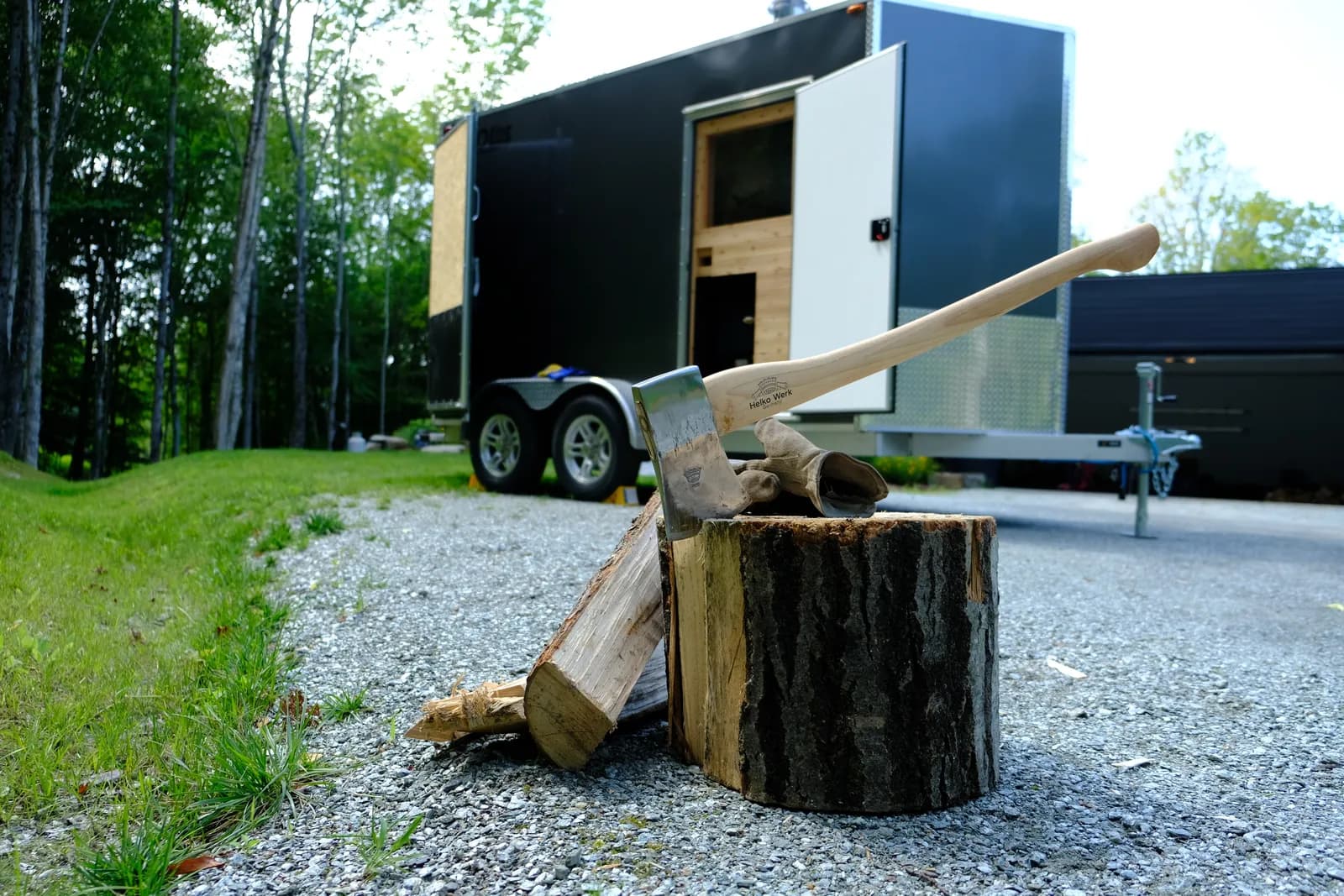 Artisan Portable Saunas mobile sauna trailer with firewood