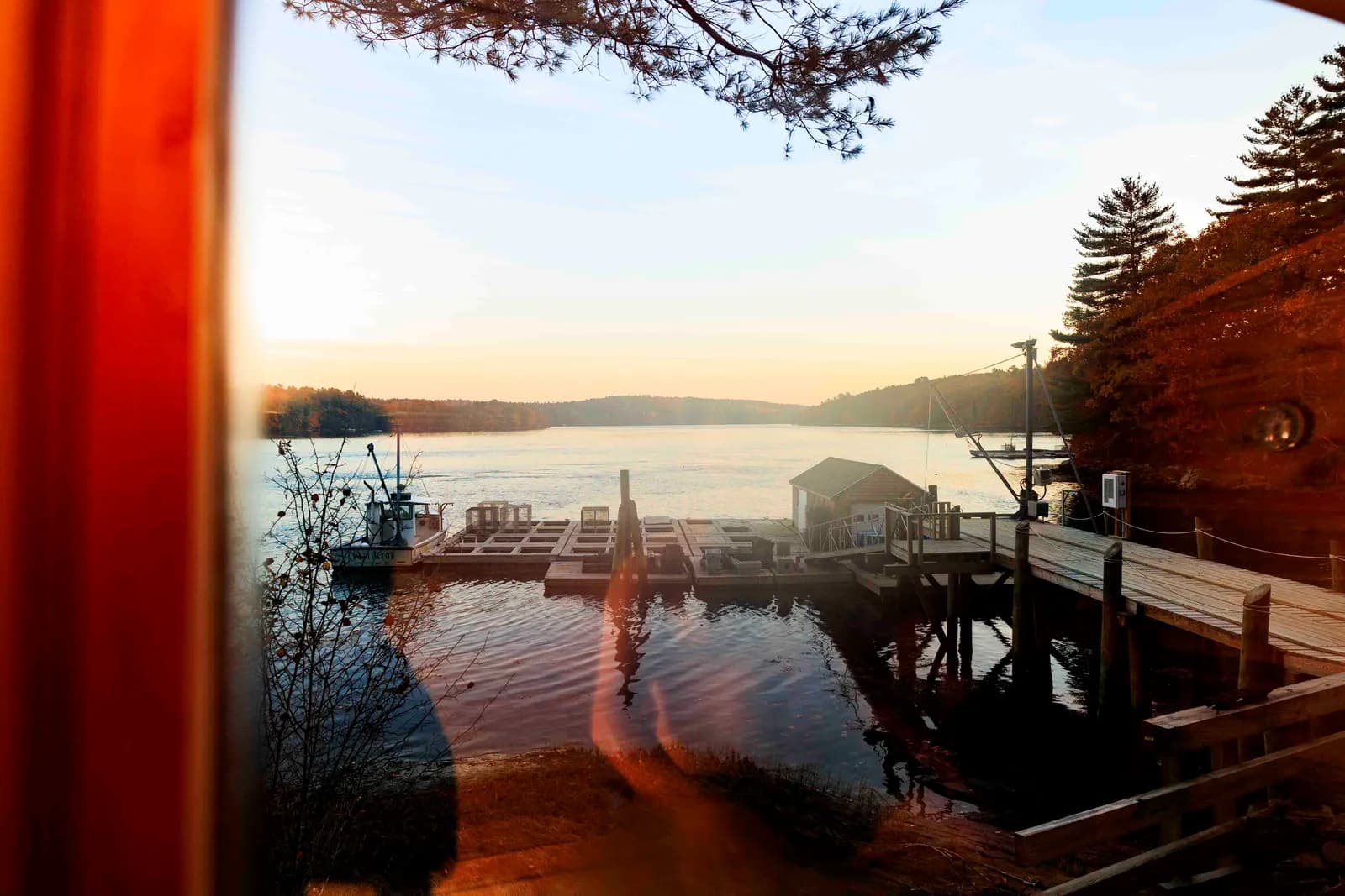 Wooden sauna at Glidden Point Oyster Farms on the Damariscotta River, Edgecomb Maine