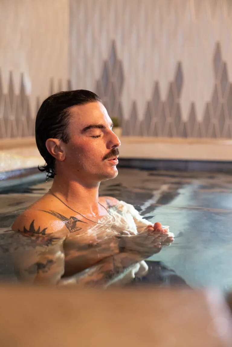 Cold plunge pool at Glow SLC bathhouse