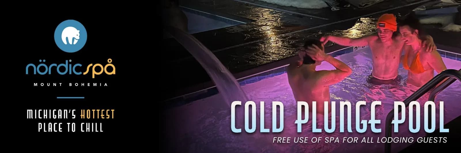 Cold plunge pool at Mount Bohemia Nordic Spa