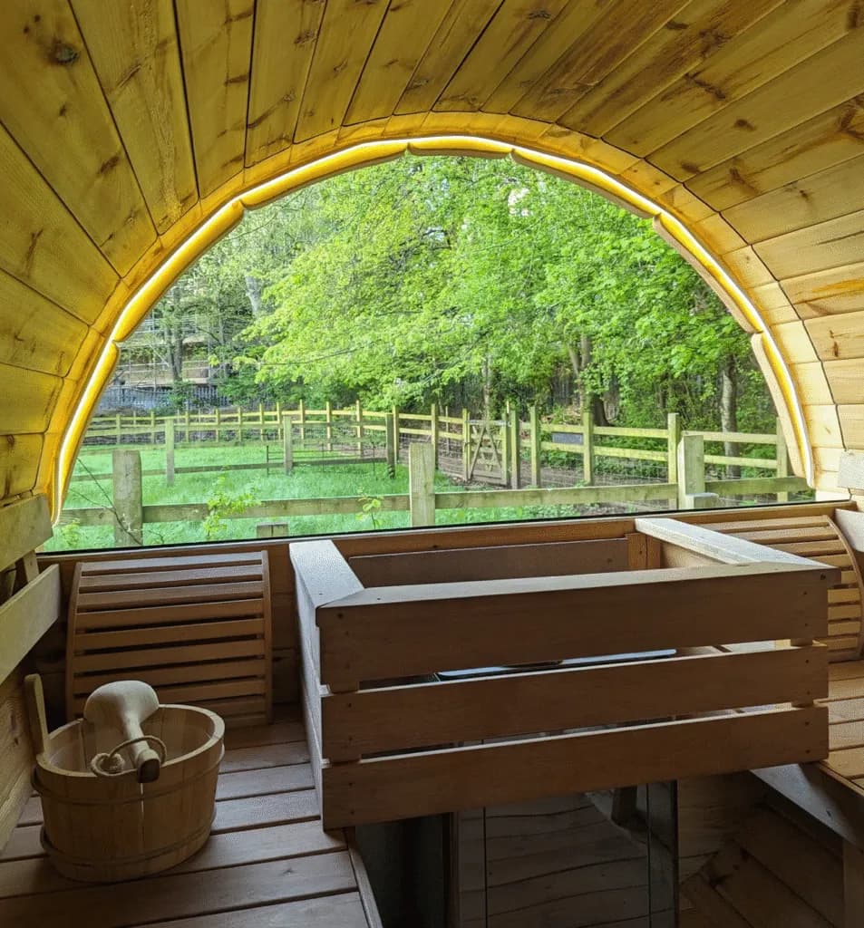 Orchard Sauna barrel at Windmill Hill City Farm, Bristol