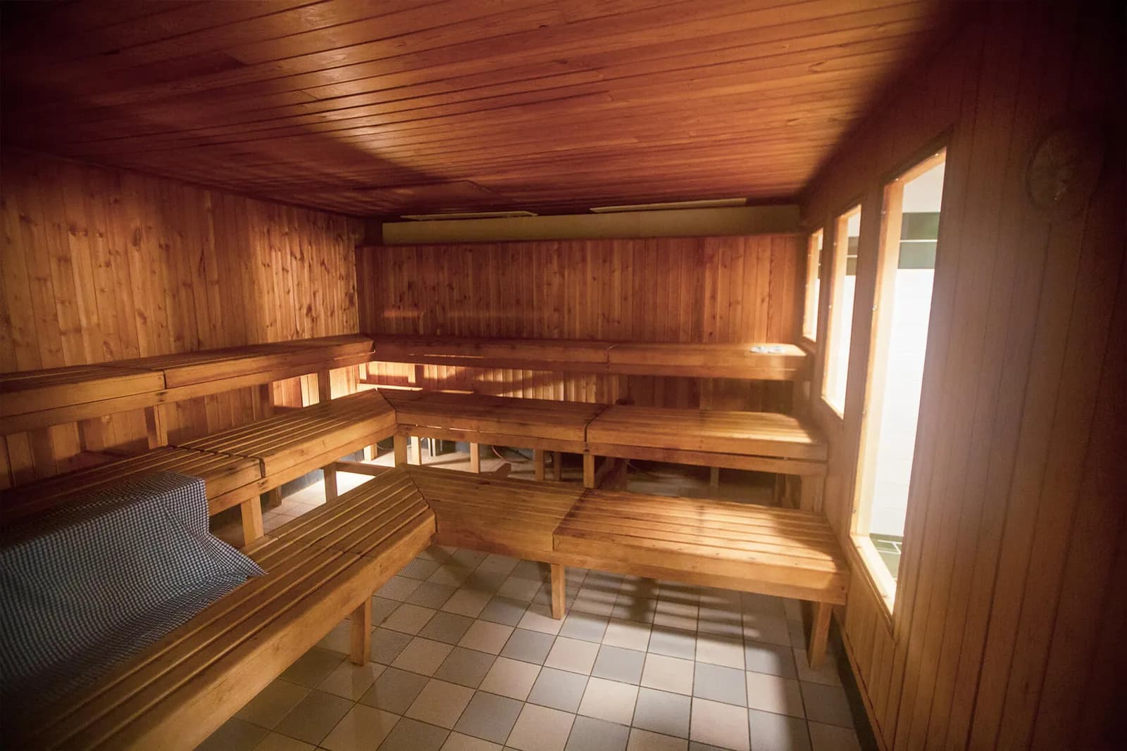 Sauna room at Porchester Spa