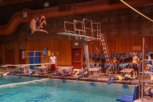 Pool and diving boards at Queen Anne Pool, Seattle