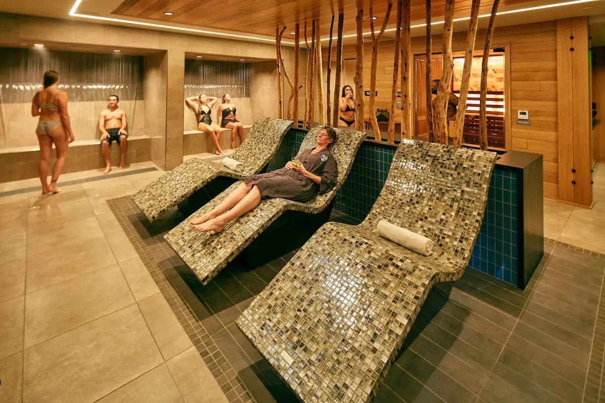 Rush Creek Spa indoor amenities including waterfall coves