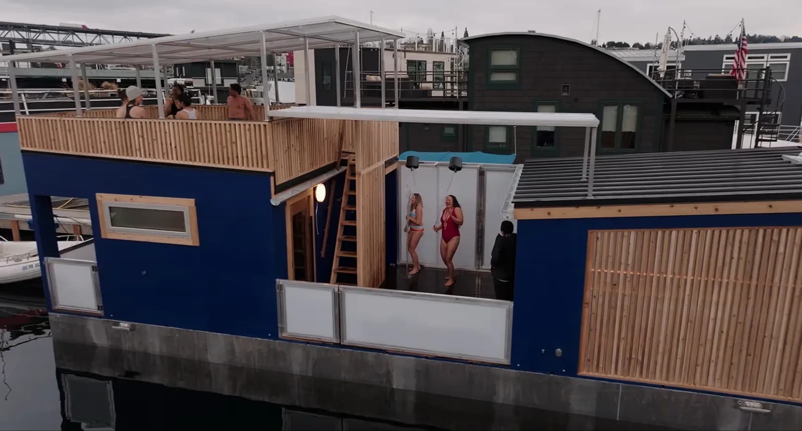 Seattle Sauna floating structure on Lake Union