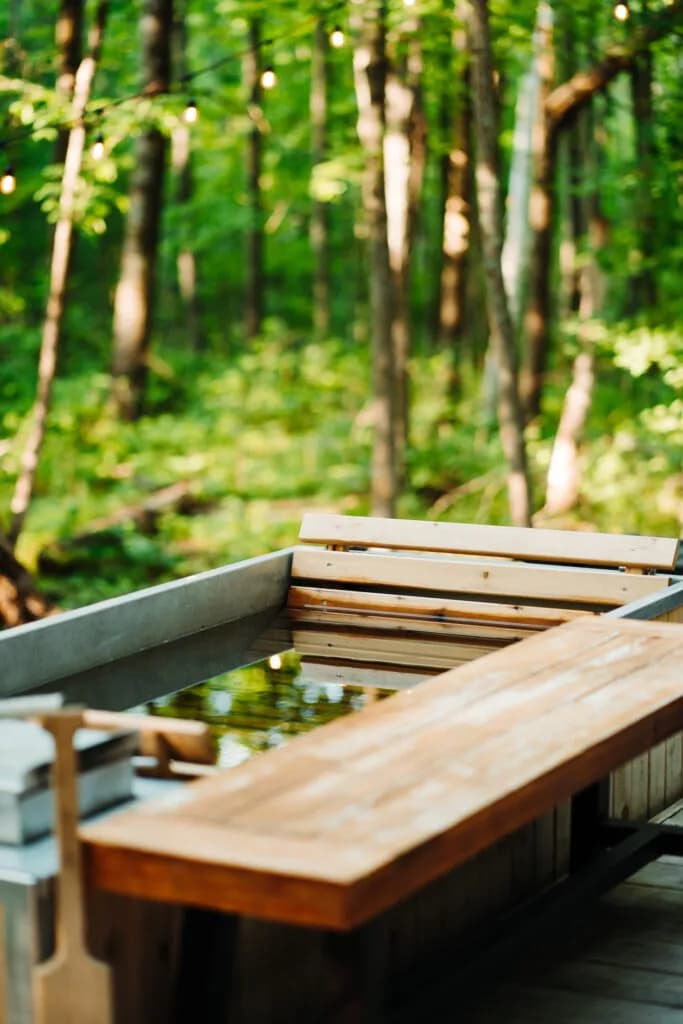 Wood-fired sauna at Silvae Spiritus nature retreat, Finlayson Minnesota