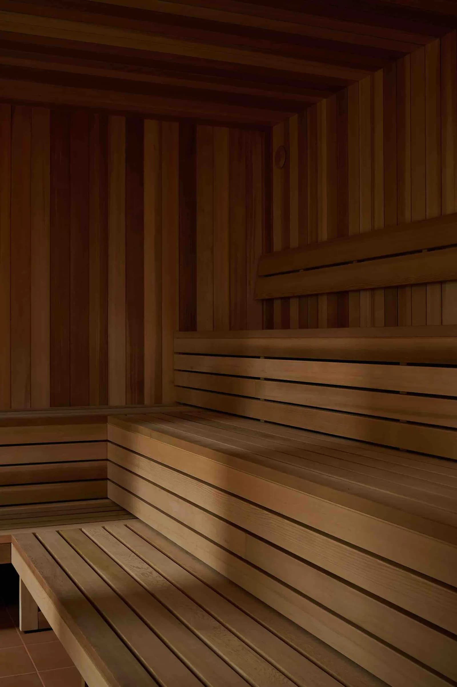 Traditional cedar sauna at Sink Bathhouse