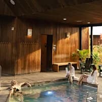 The Society Spa indoor saltwater soaking pool in converted schoolhouse