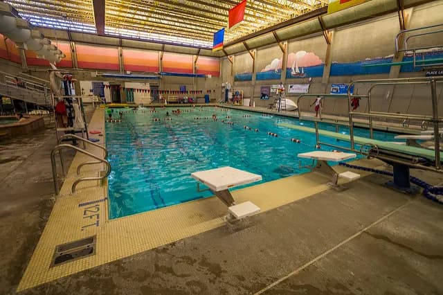Diving boards and lap lanes at Southwest Pool