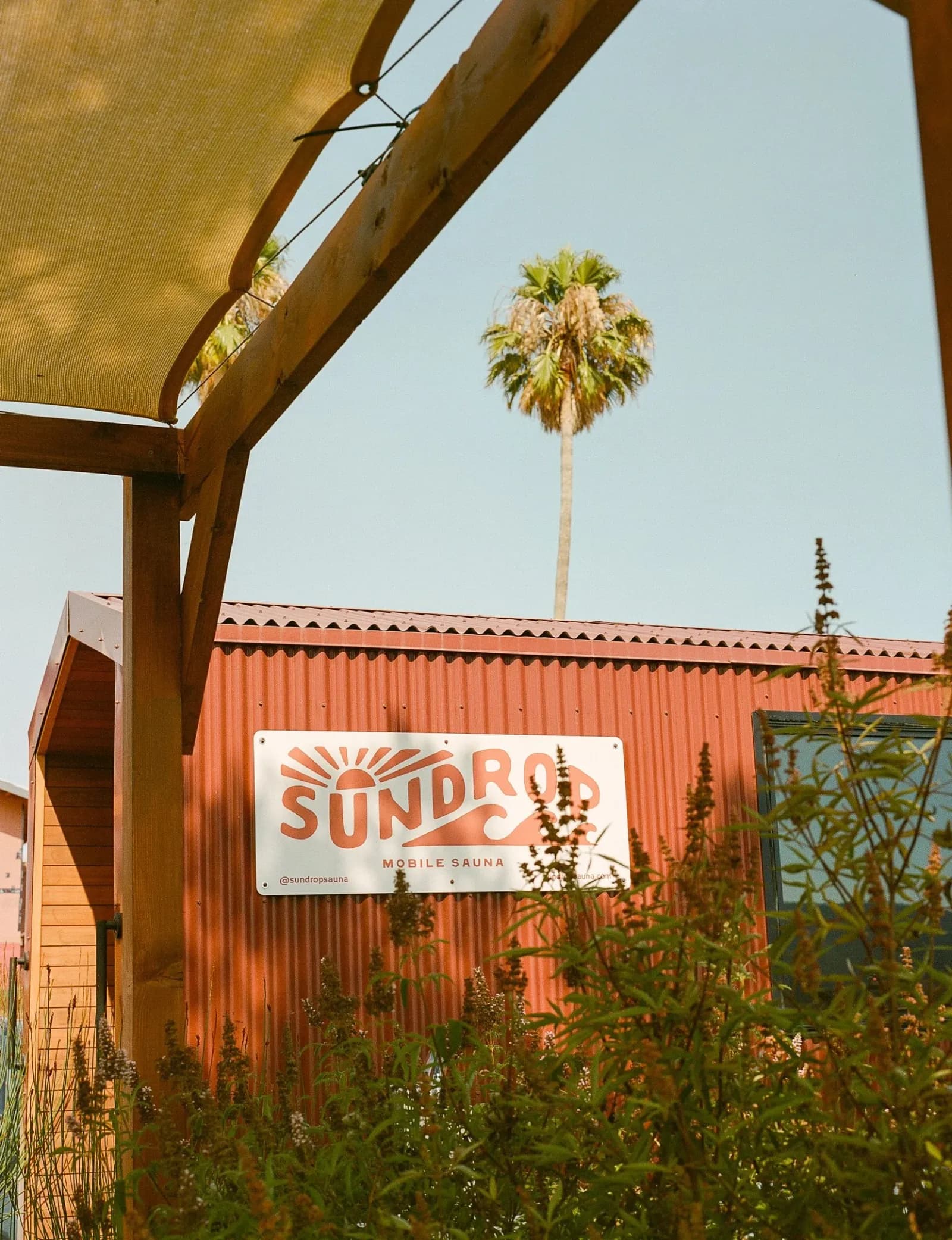 Sundrop Sauna exterior at Lakeville Landing Marina on the Petaluma River