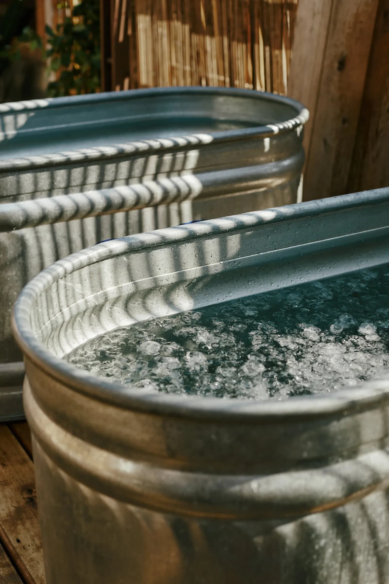 The Good Sauna galvanized steel cold plunge tubs with ice