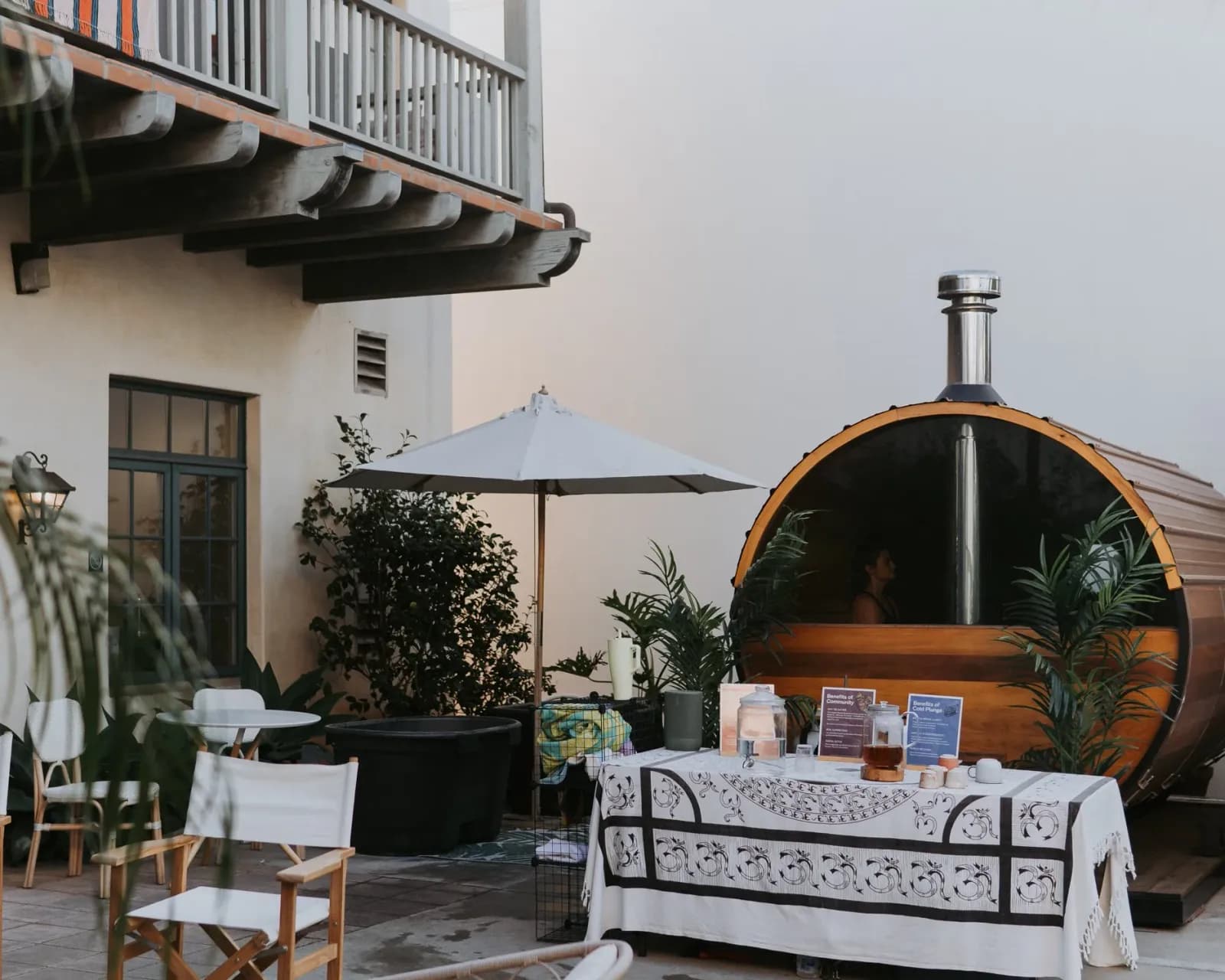 Third Space Sauna outdoor setup in the Funk Zone, Santa Barbara