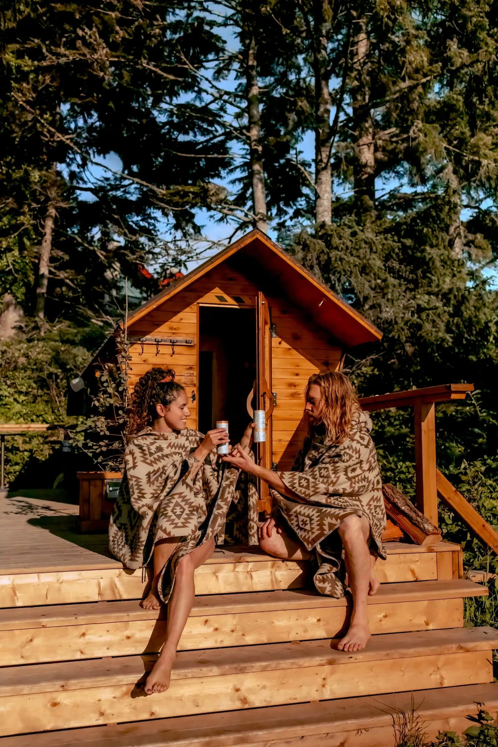 Tuff City Saunas wood-fired barrel sauna at Mackenzie Beach Resort in Tofino