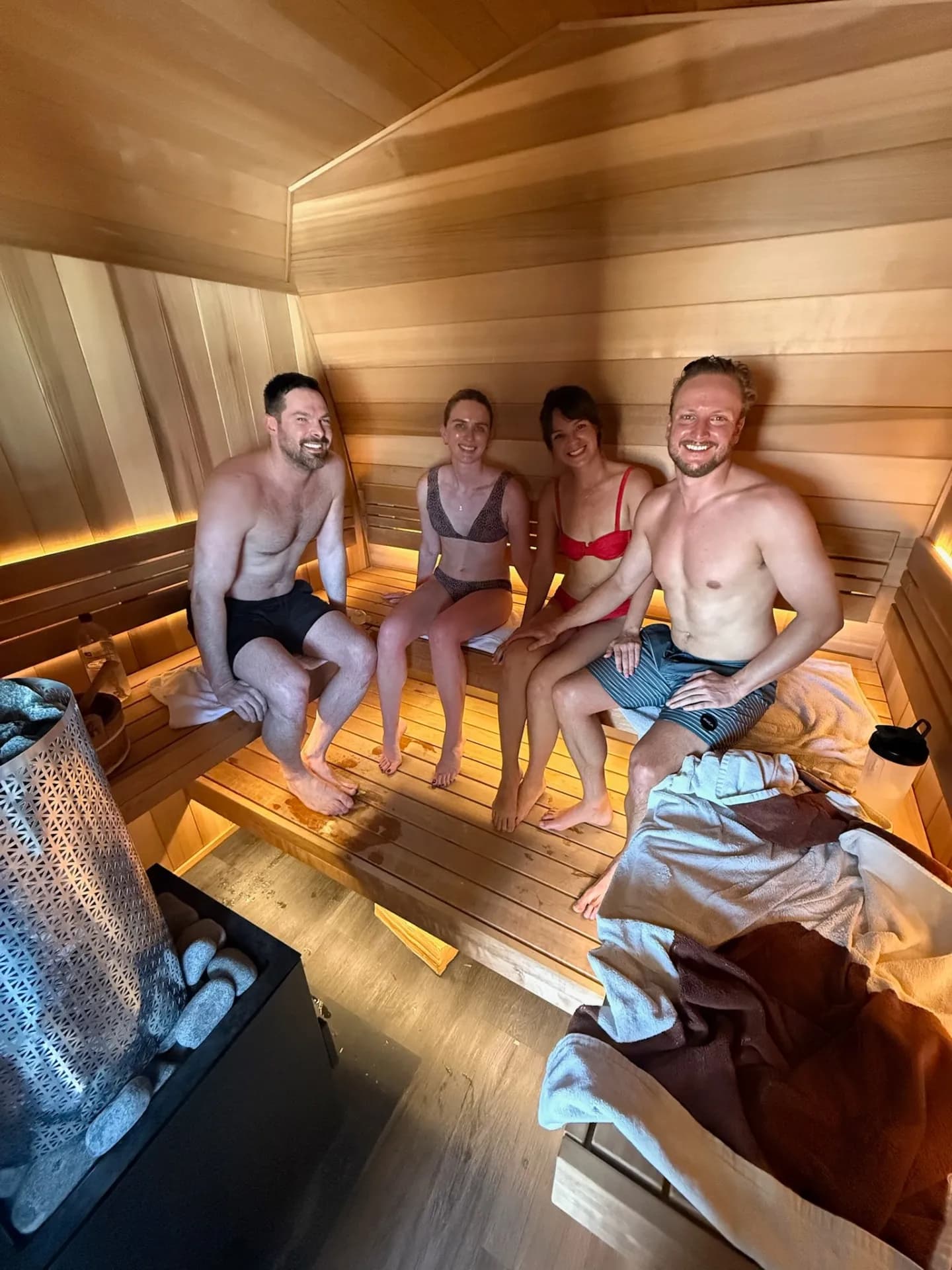 Friends enjoying the Wellhouse sauna together