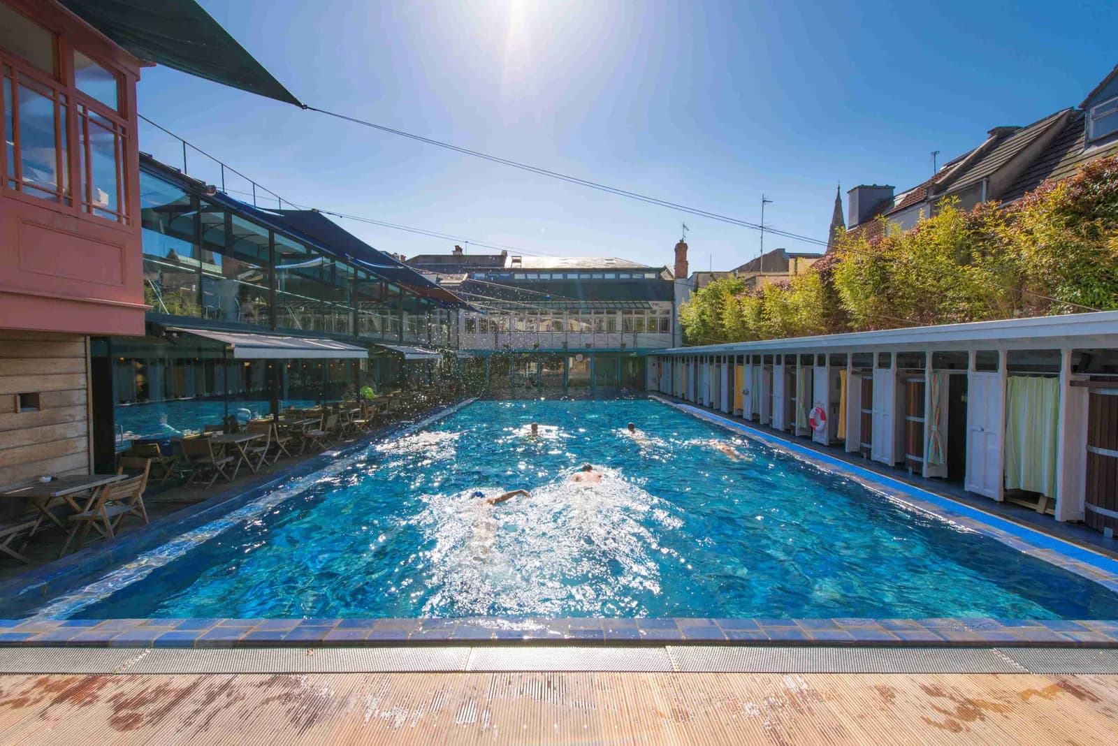 Bristol Lido heated outdoor swimming pool and Victorian spa building