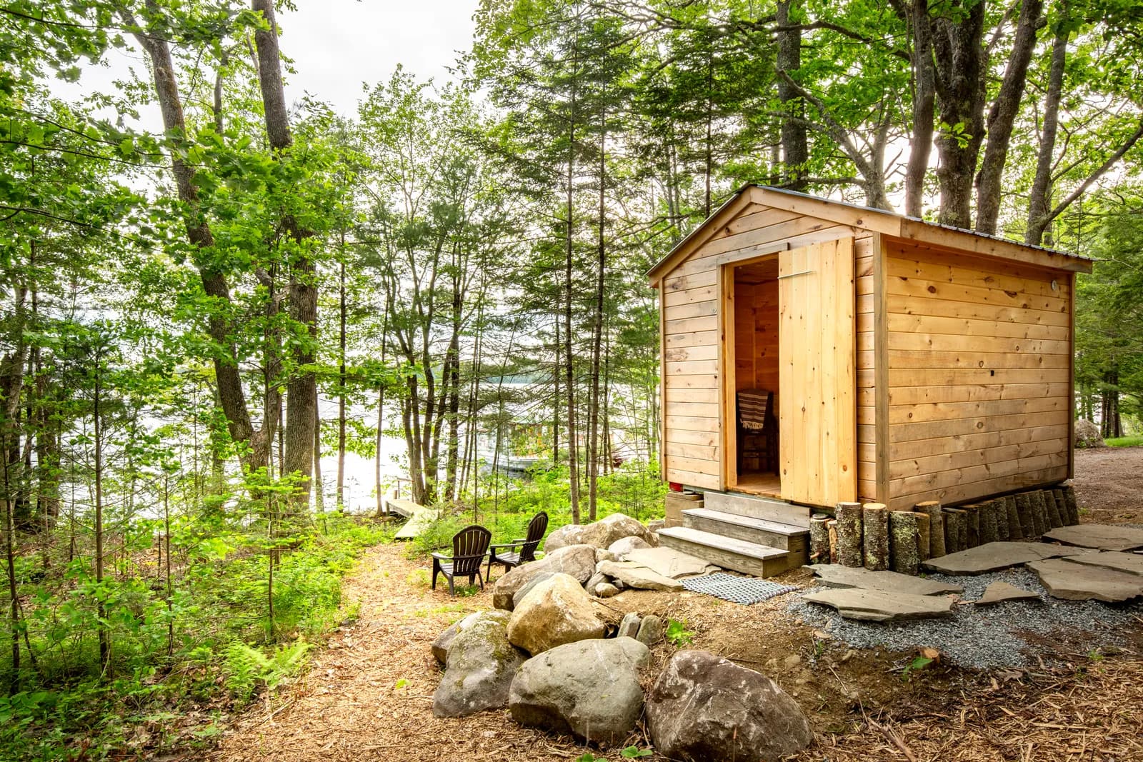 Otyokwa sauna exterior on Pemaquid Lake, Bremen, Maine