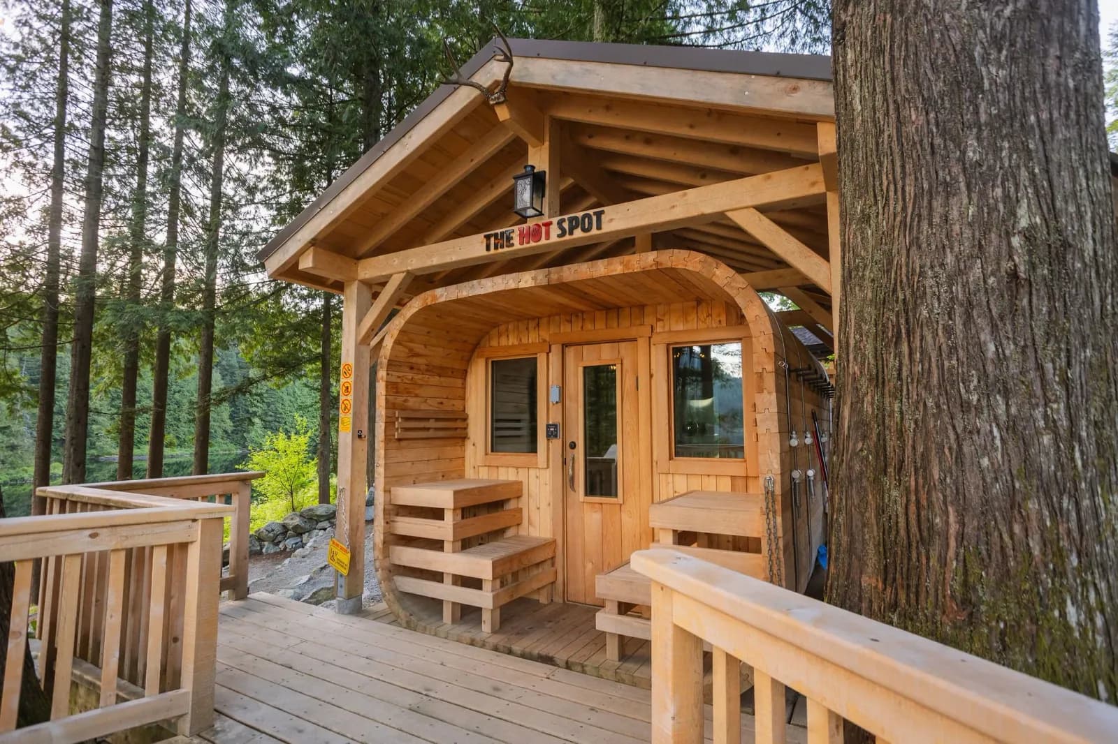 Lakeside sauna building at Loon Lake Lodge